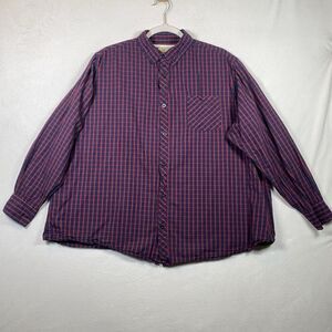 Dapper Boi Men’s 2XL Button-Up Shirt 100% Cotton Red Navy Check Plaid